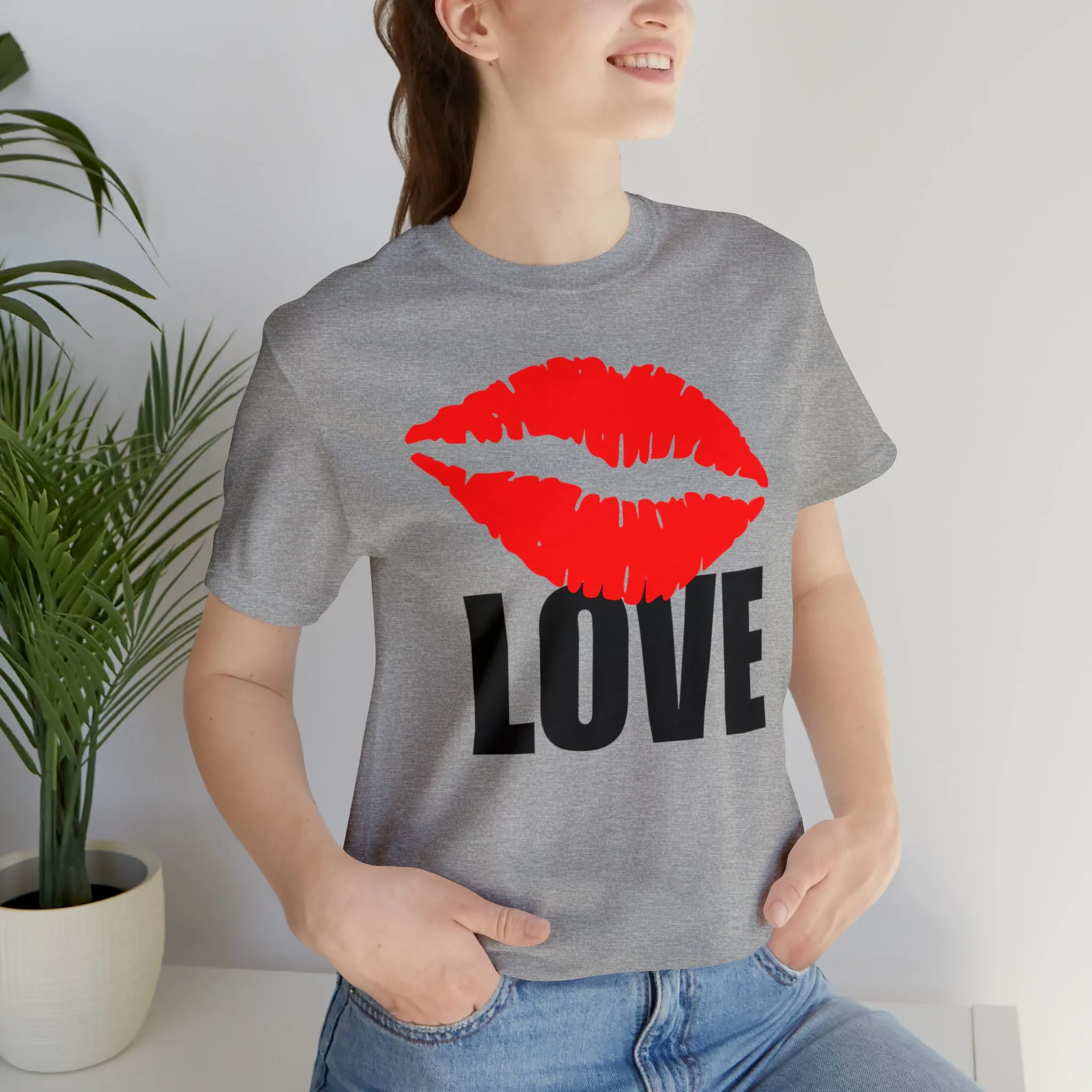 Kiss Love Happy Valentine's Day T-Shirt | Sweetheart Love Tee |  Bella Canvas 3001 Unisex |  I Love You Short Sleeve Tshirt