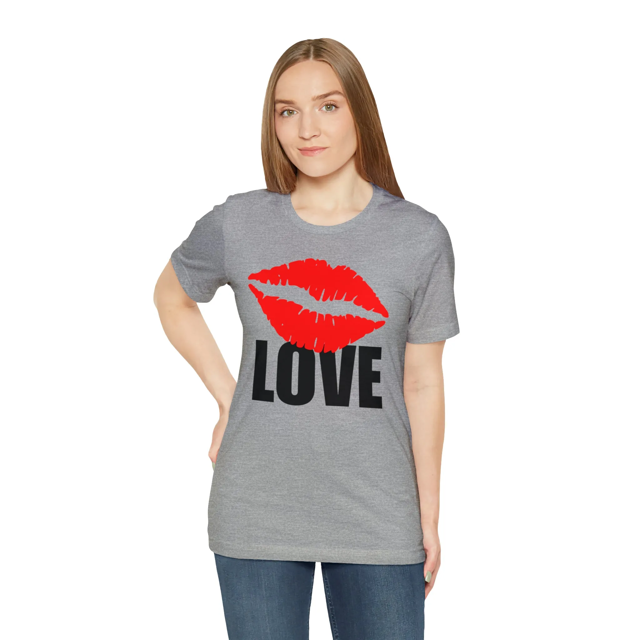 Kiss Love Happy Valentine's Day T-Shirt | Sweetheart Love Tee |  Bella Canvas 3001 Unisex |  I Love You Short Sleeve Tshirt