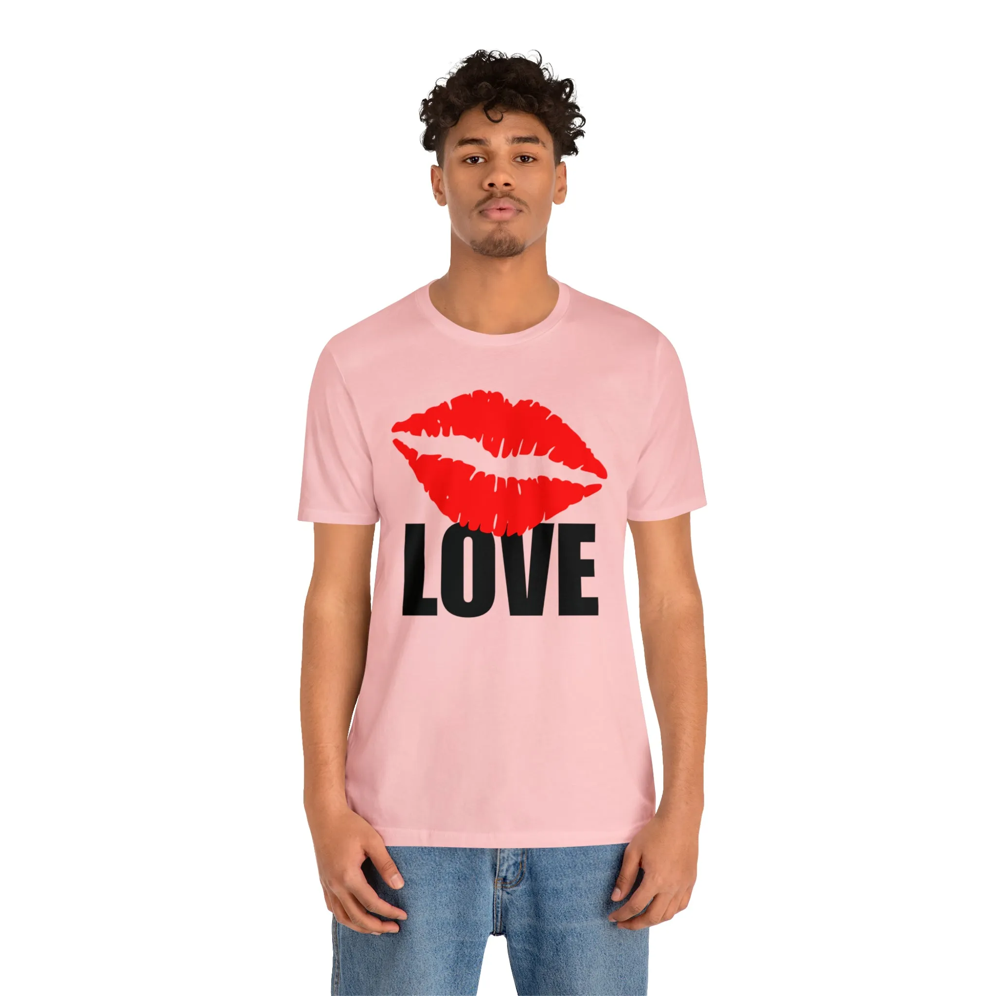 Kiss Love Happy Valentine's Day T-Shirt | Sweetheart Love Tee |  Bella Canvas 3001 Unisex |  I Love You Short Sleeve Tshirt