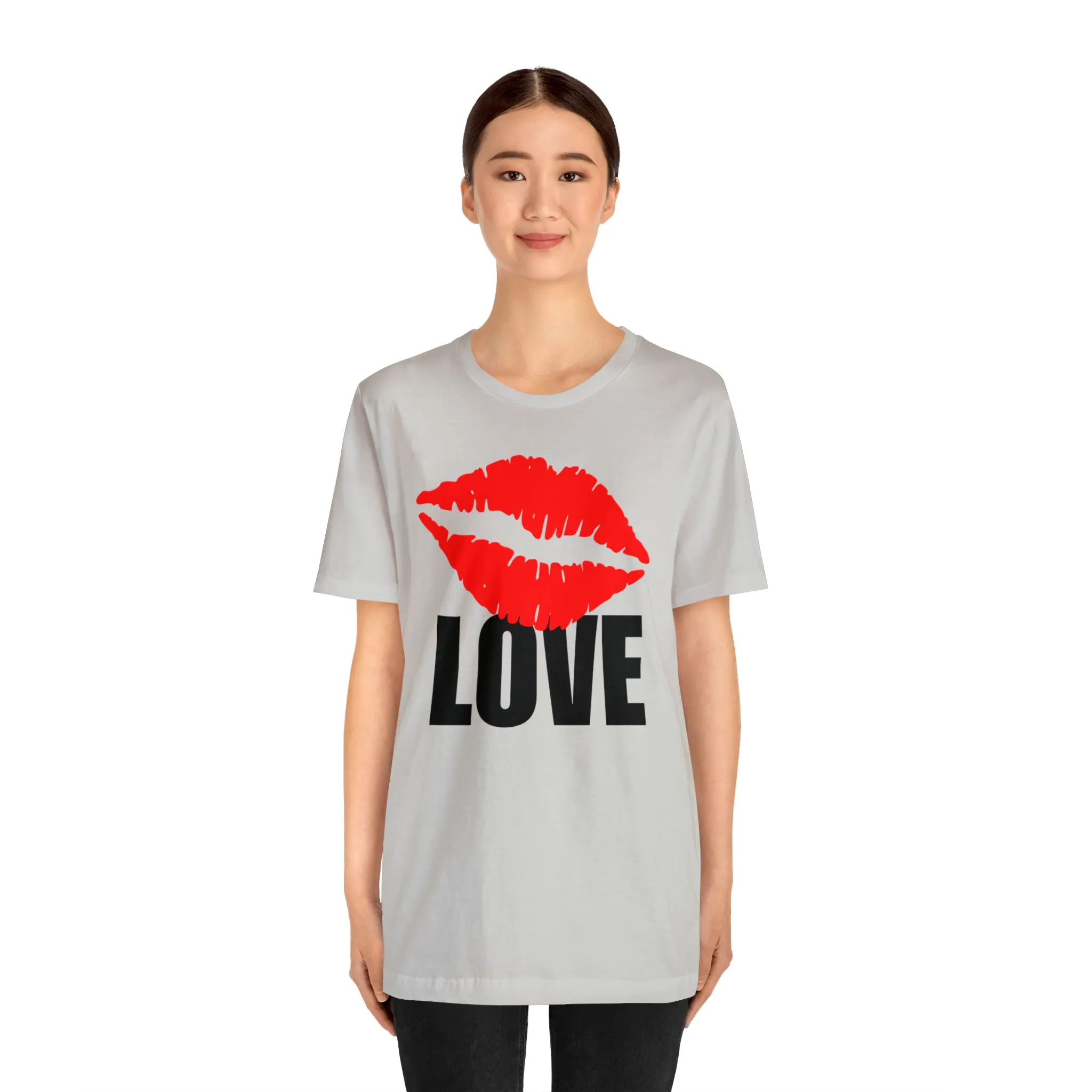 Kiss Love Happy Valentine's Day T-Shirt | Sweetheart Love Tee |  Bella Canvas 3001 Unisex |  I Love You Short Sleeve Tshirt