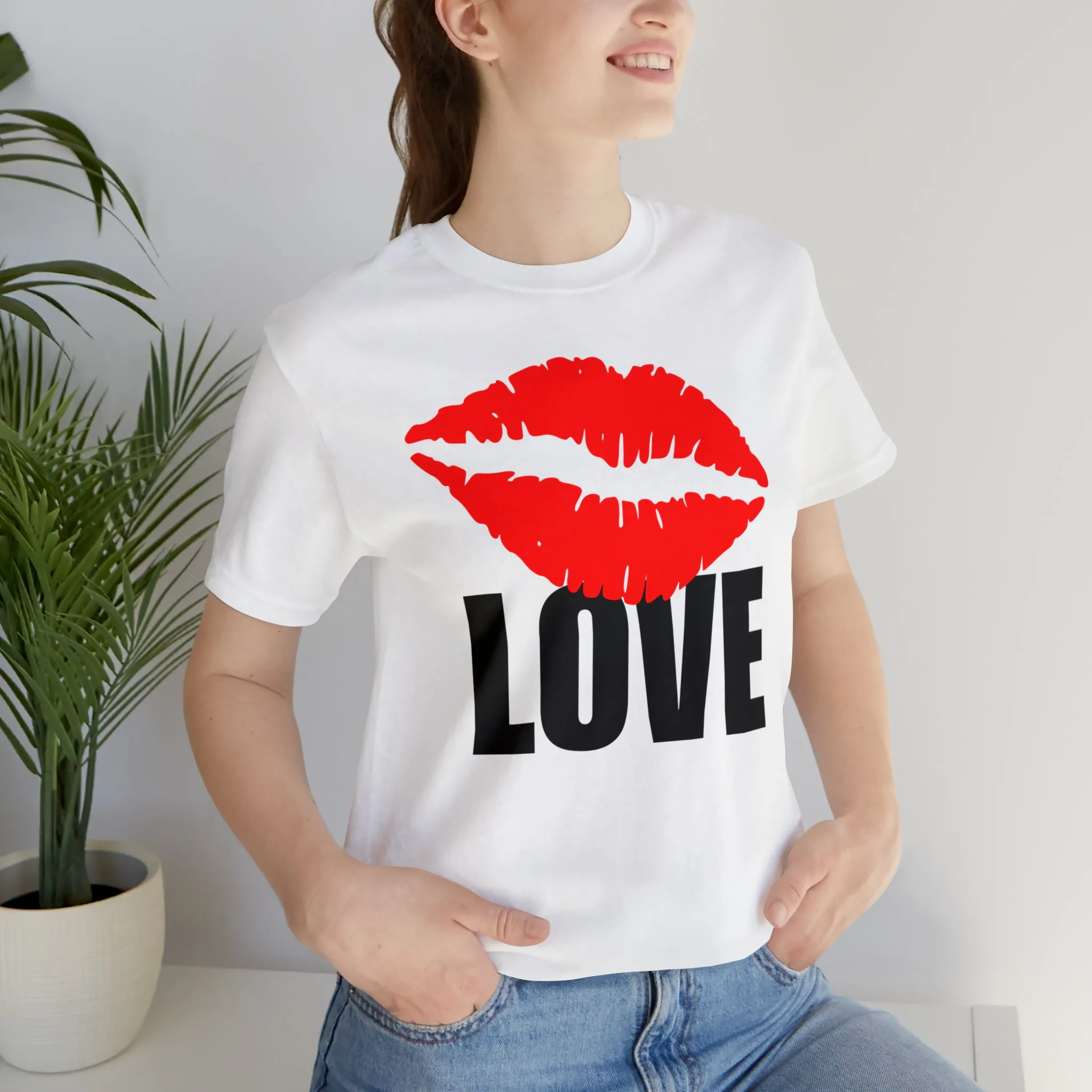 Kiss Love Happy Valentine's Day T-Shirt | Sweetheart Love Tee |  Bella Canvas 3001 Unisex |  I Love You Short Sleeve Tshirt