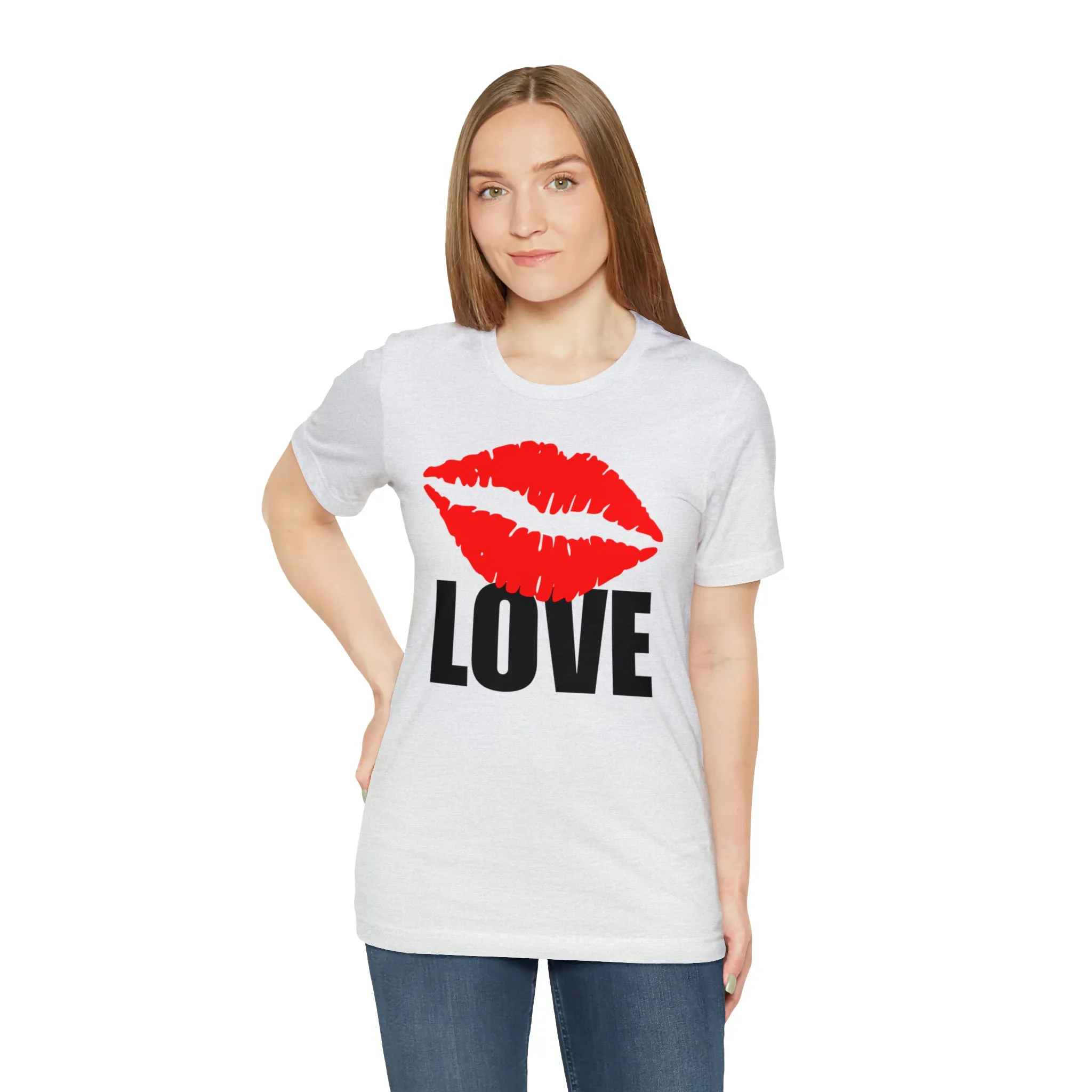 Kiss Love Happy Valentine's Day T-Shirt | Sweetheart Love Tee |  Bella Canvas 3001 Unisex |  I Love You Short Sleeve Tshirt