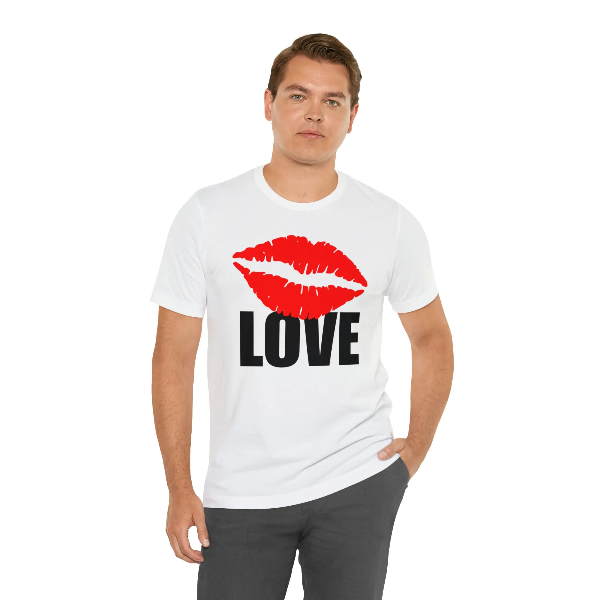 Kiss Love Happy Valentine's Day T-Shirt | Sweetheart Love Tee |  Bella Canvas 3001 Unisex |  I Love You Short Sleeve Tshirt