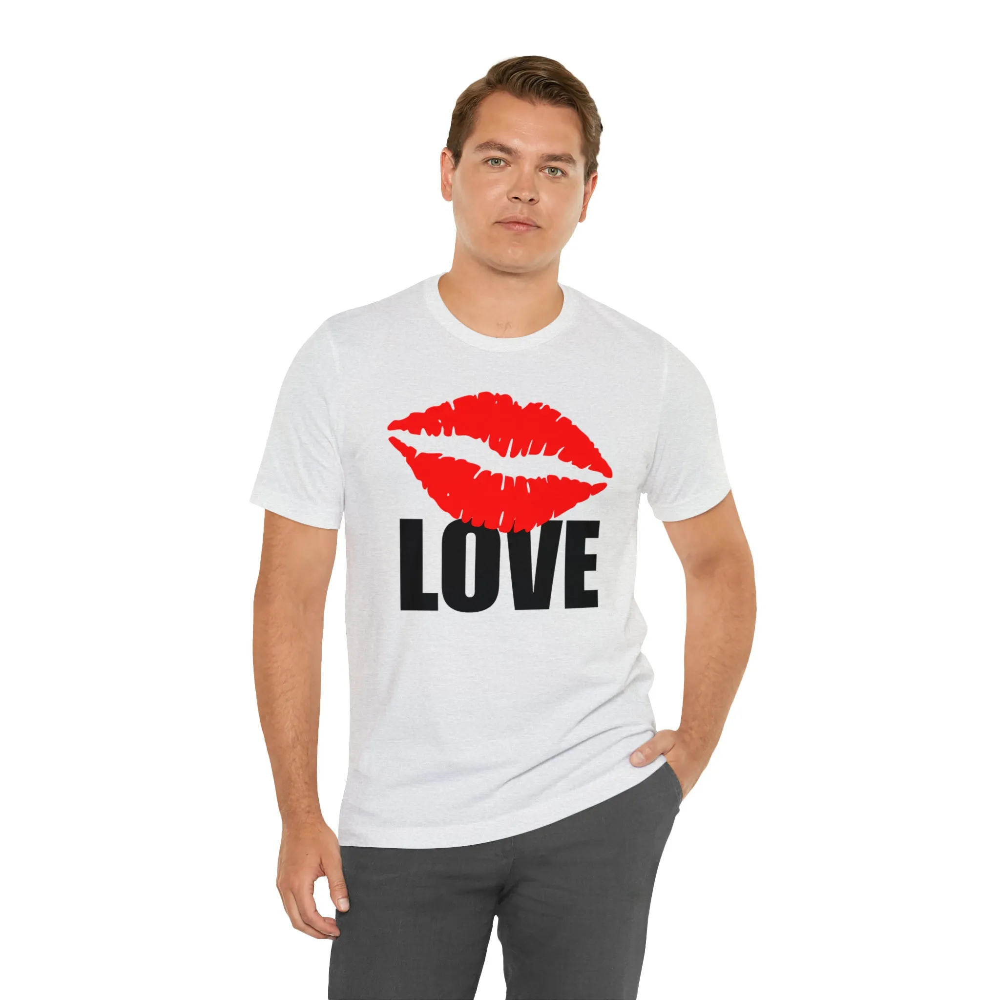 Kiss Love Happy Valentine's Day T-Shirt | Sweetheart Love Tee |  Bella Canvas 3001 Unisex |  I Love You Short Sleeve Tshirt