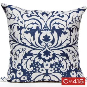 Large Damask Pillow - Navy