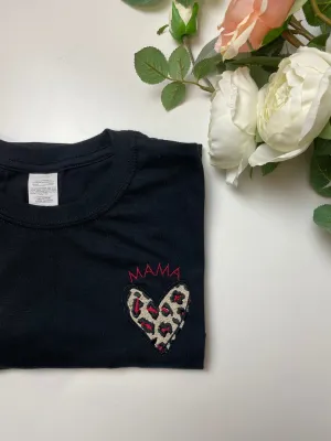 Leopard Print Heart Mama Tee