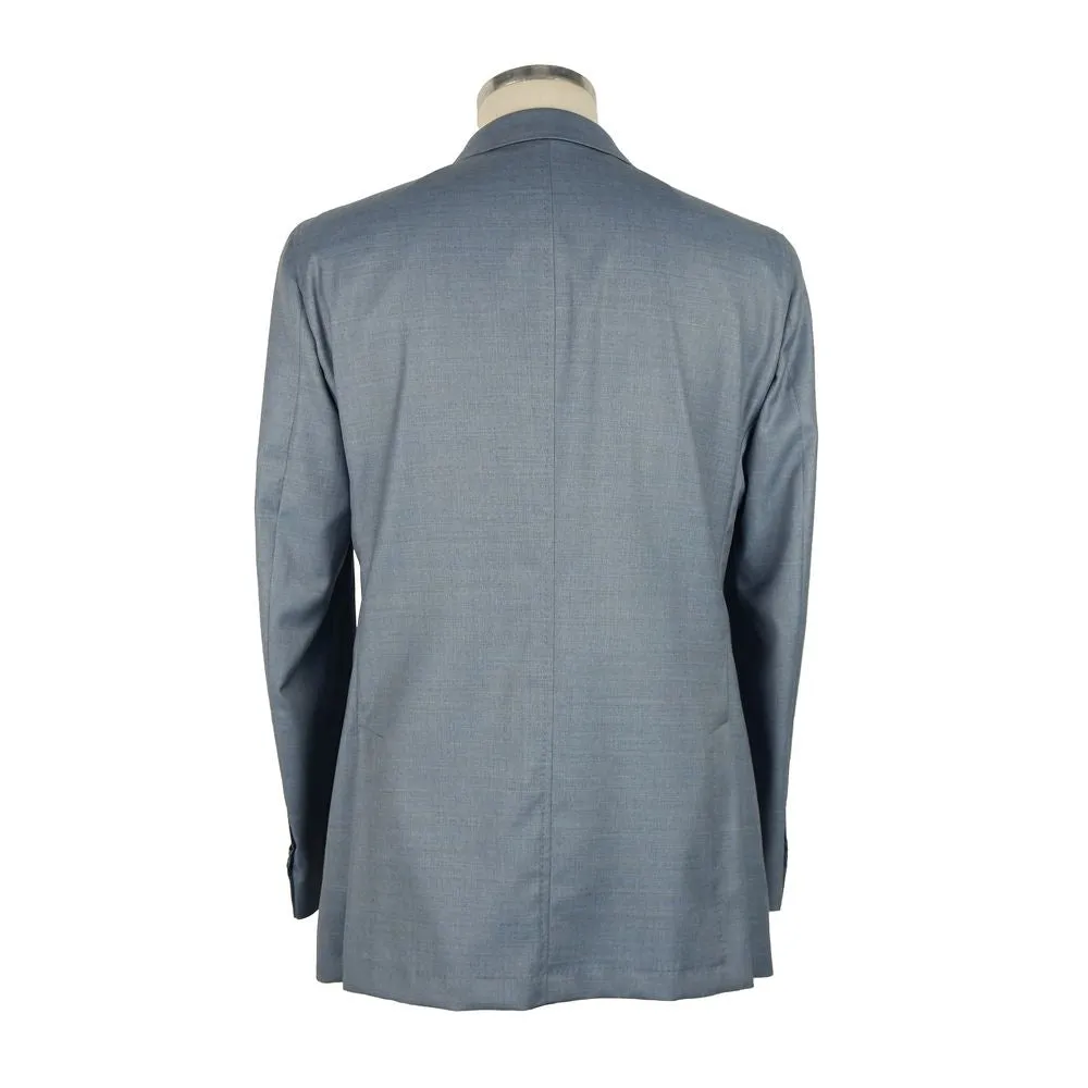 Light Blue Wool Men Blazer