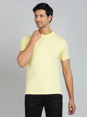 Light Yellow Solid Slim Fit T-Shirt | JadeBlue