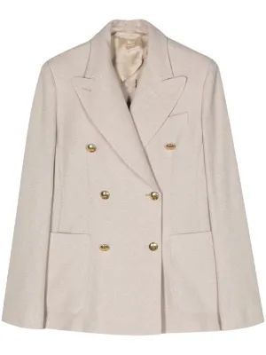 Linen blend single-breasted jacket
