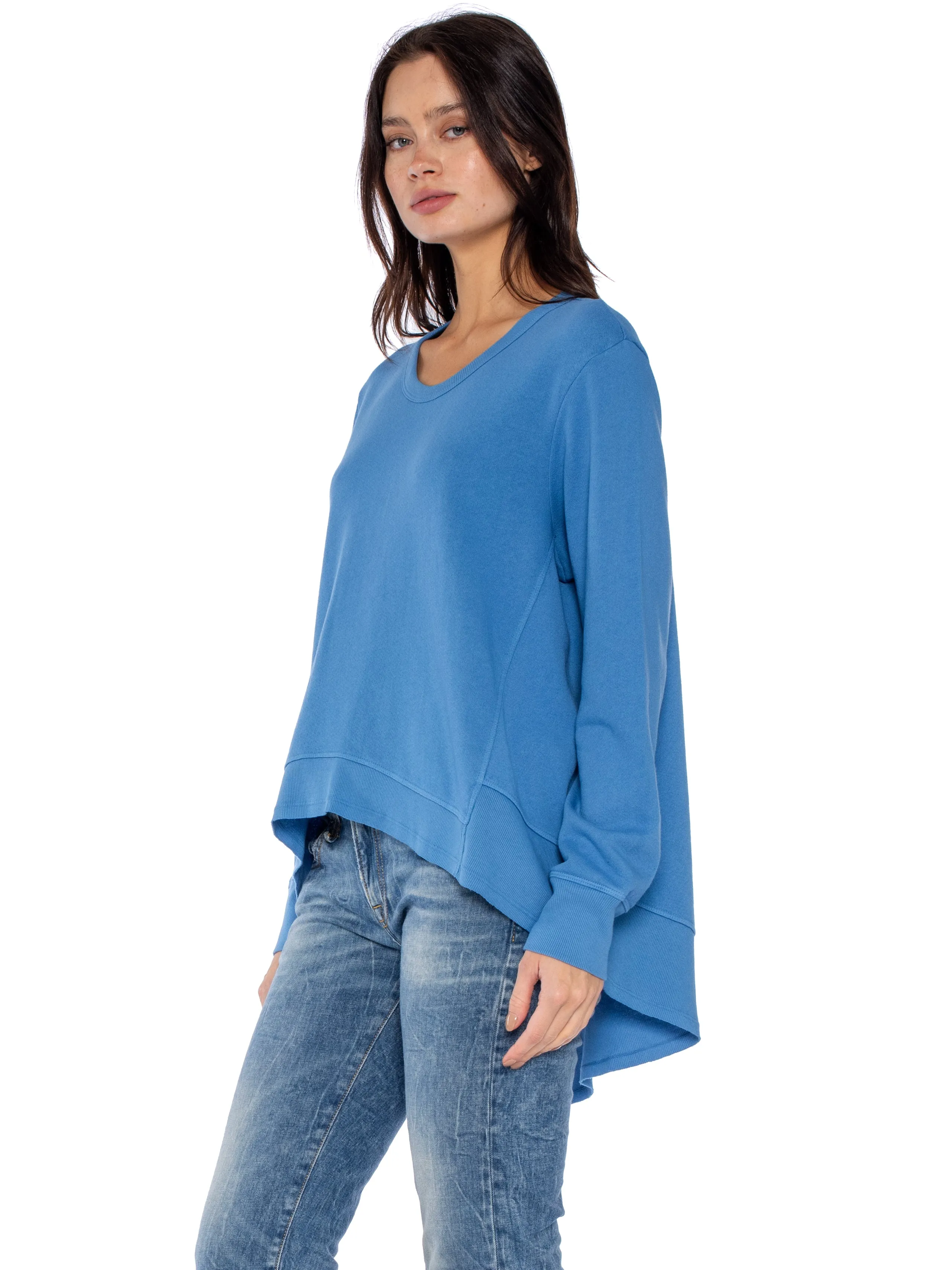 Long Sleeve Basic Big Back Slant Sweatshirt