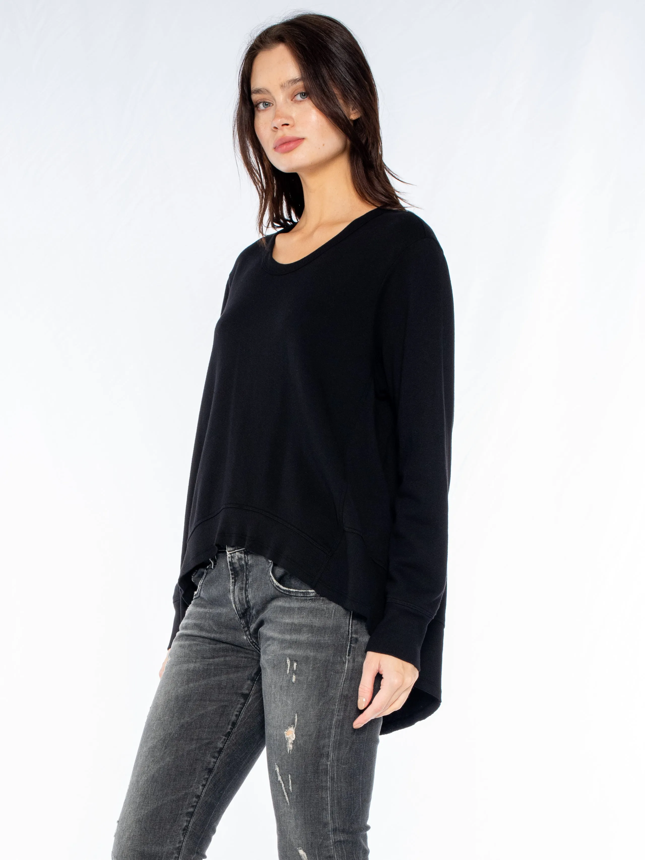 Long Sleeve Basic Big Back Slant Sweatshirt
