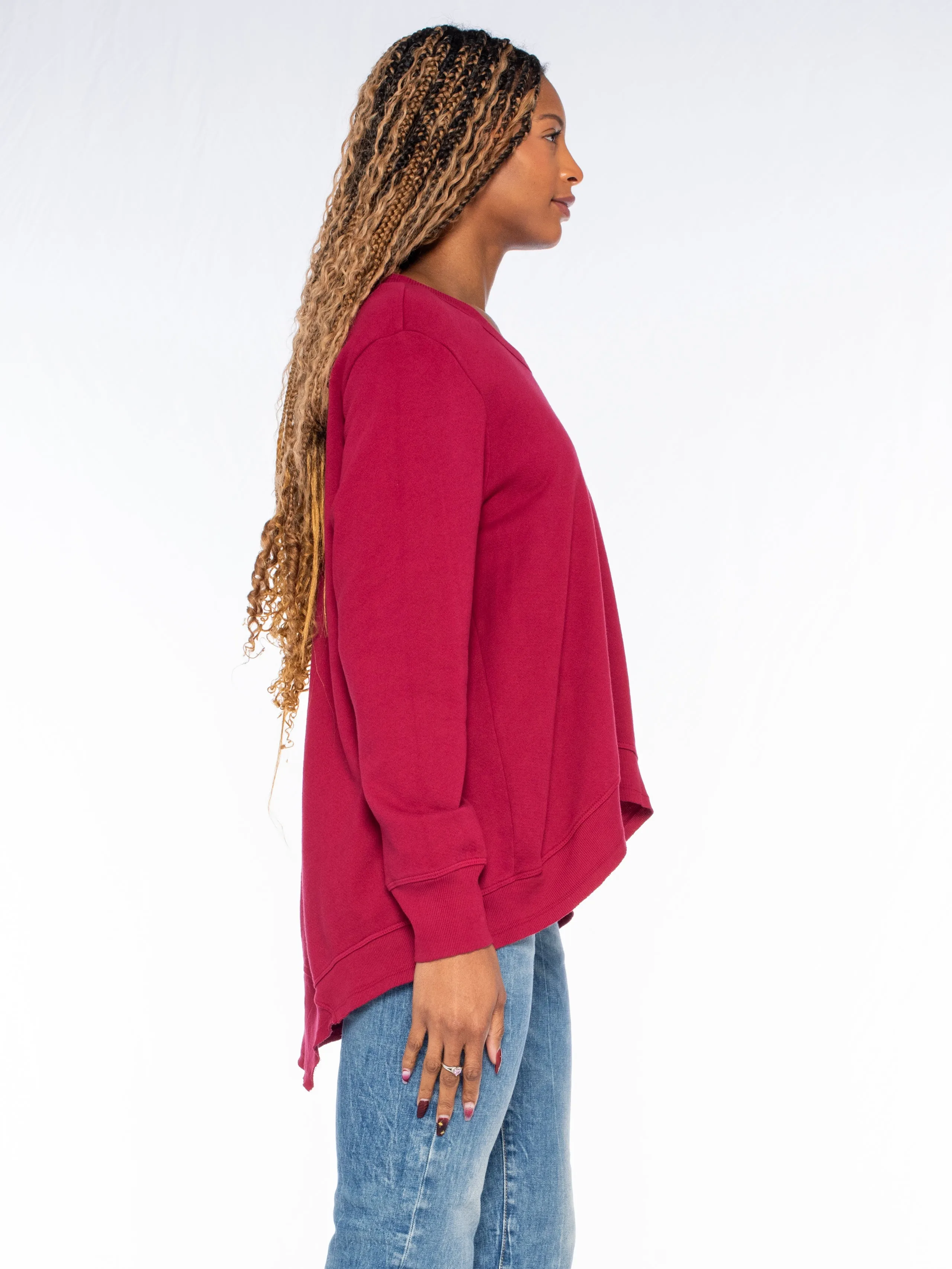 Long Sleeve Basic Big Back Slant Sweatshirt
