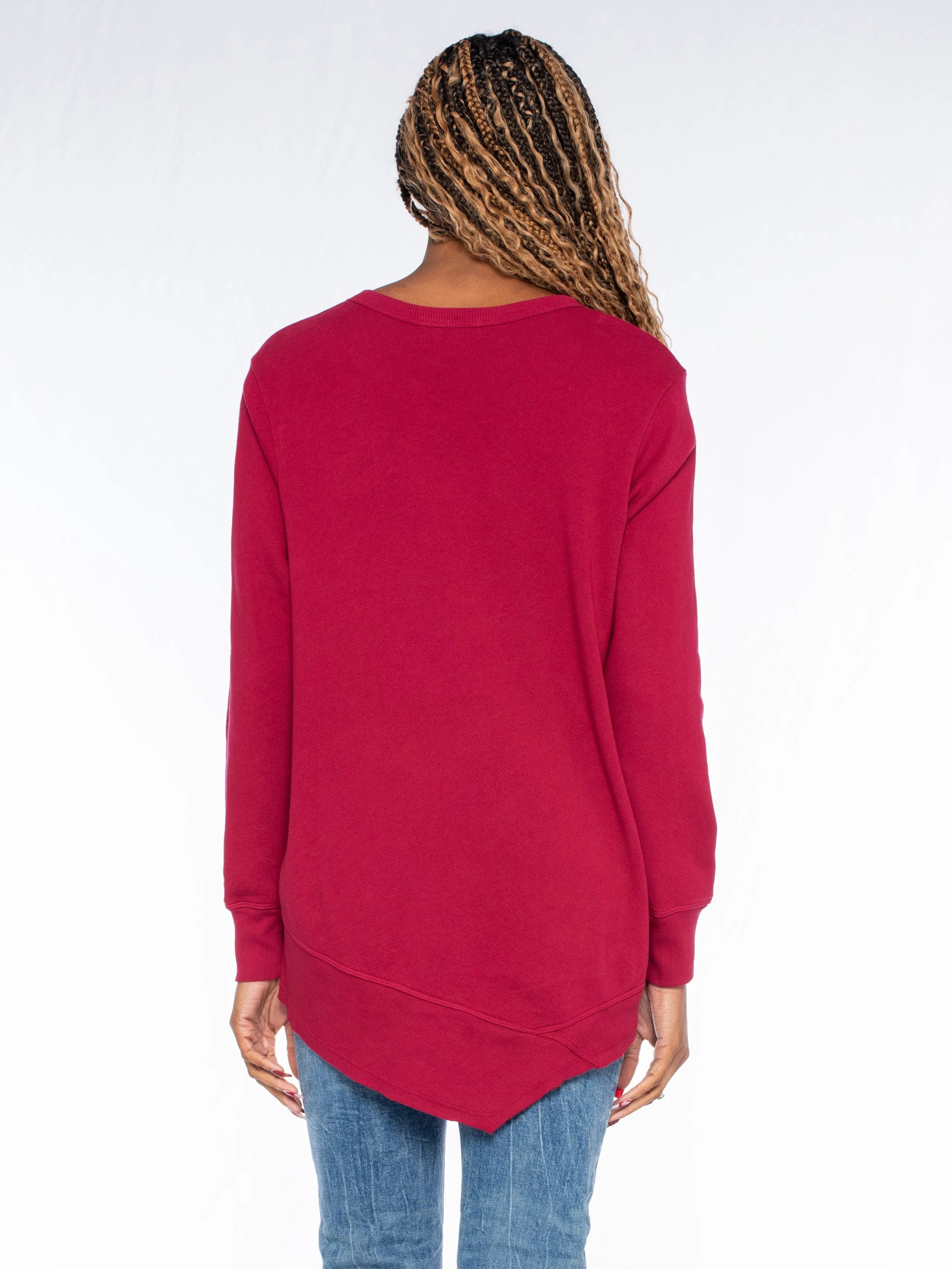 Long Sleeve Basic Big Back Slant Sweatshirt
