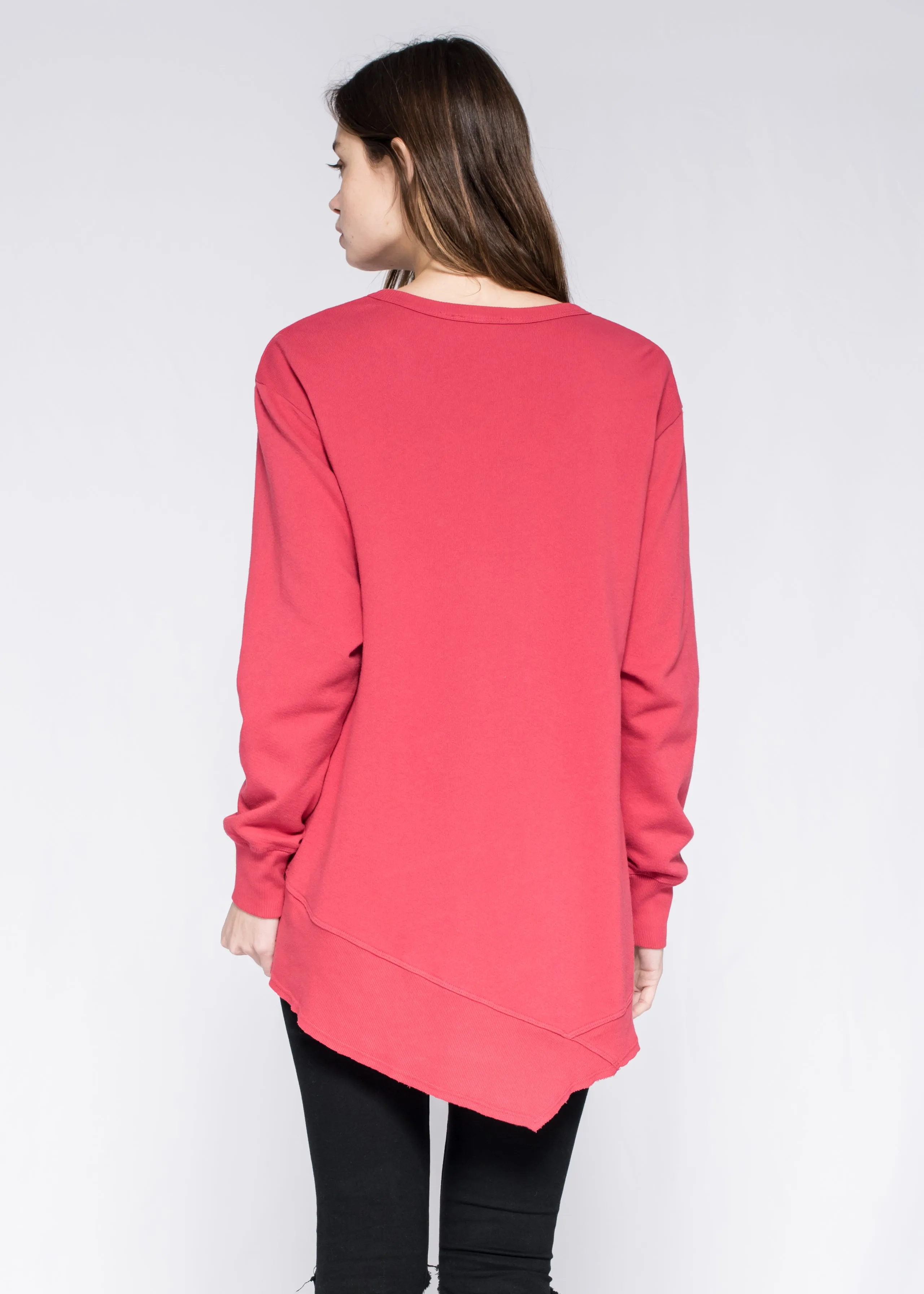 Long Sleeve Basic Big Back Slant Sweatshirt