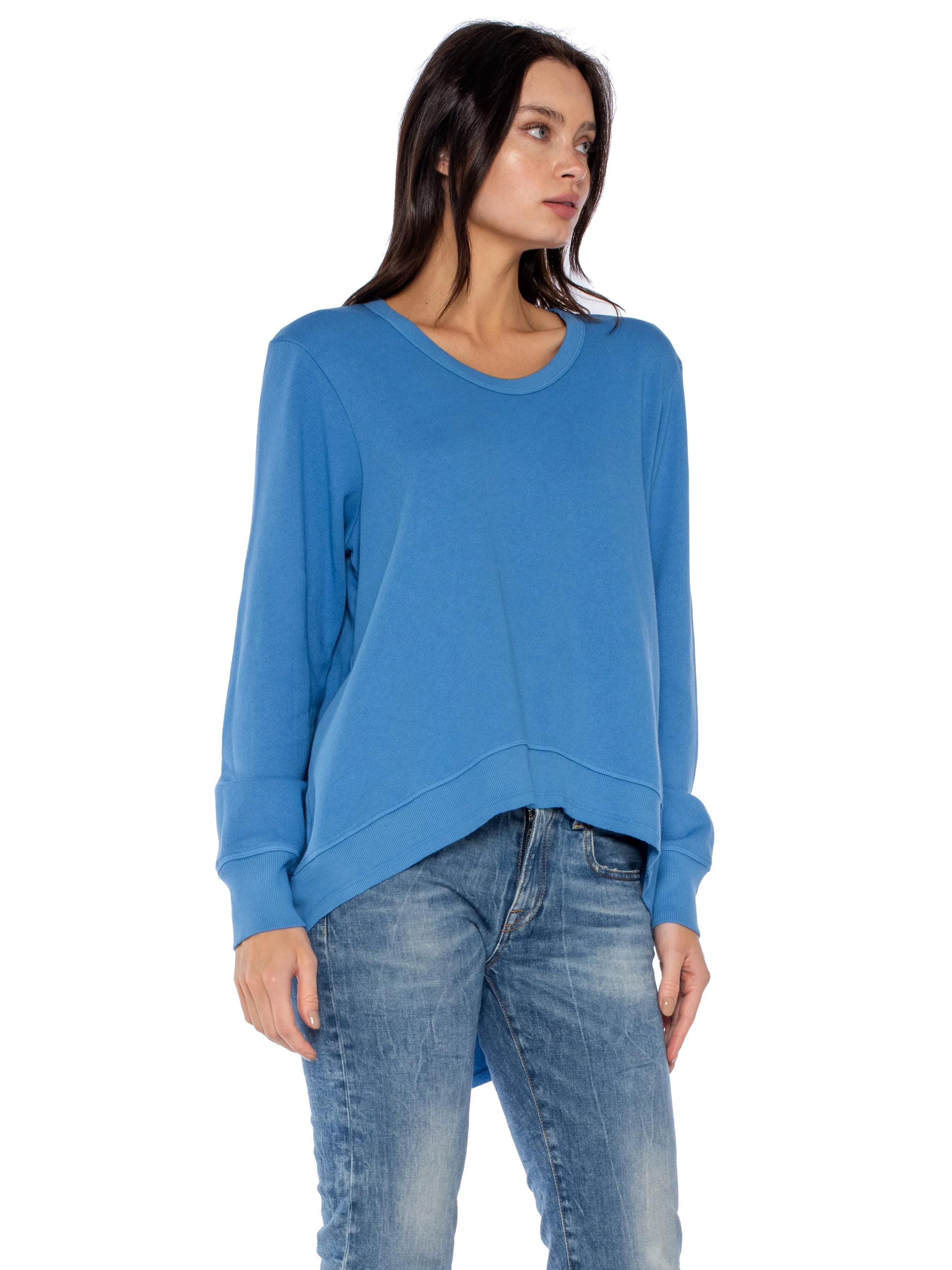 Long Sleeve Basic Big Back Slant Sweatshirt