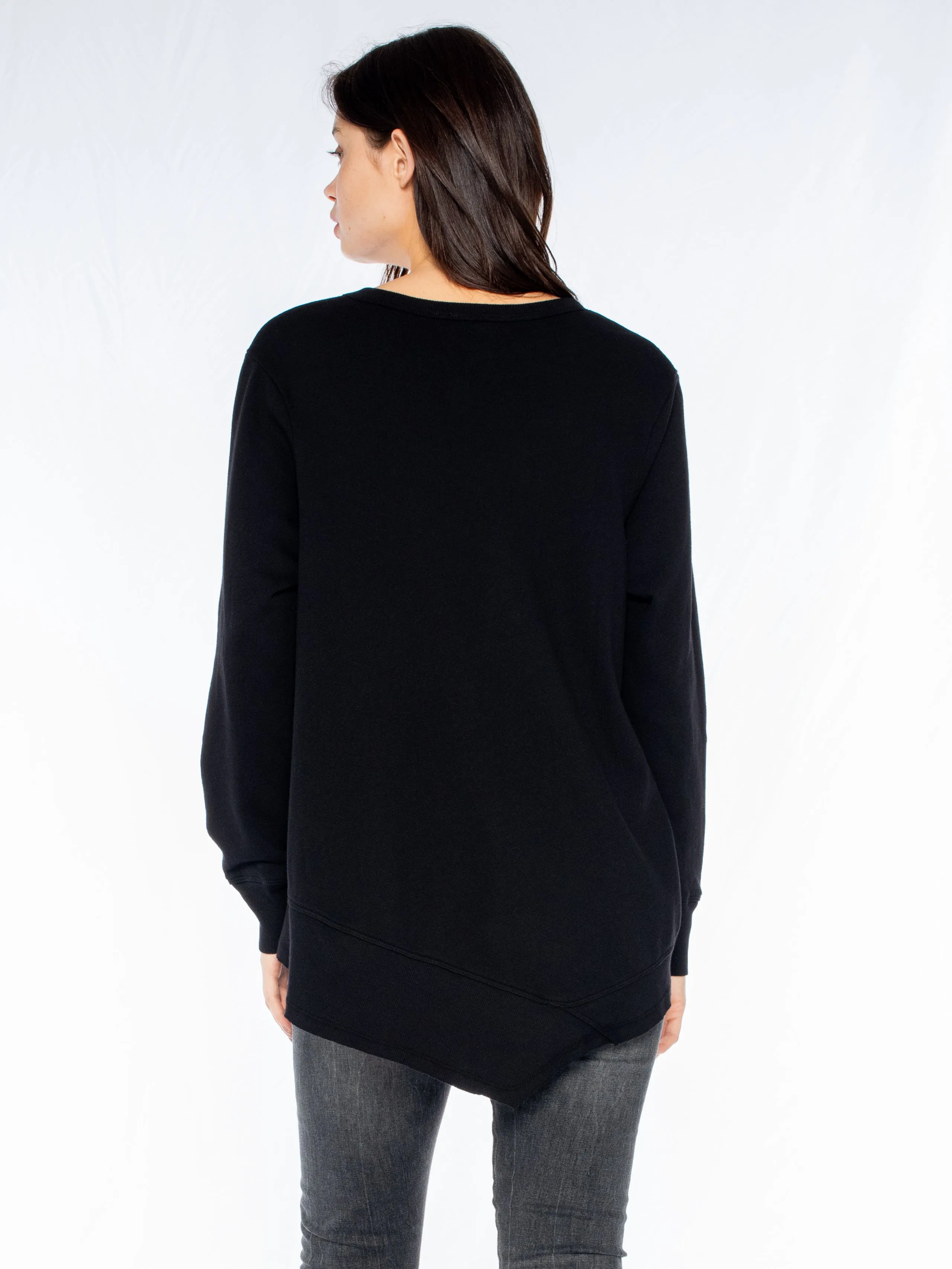 Long Sleeve Basic Big Back Slant Sweatshirt