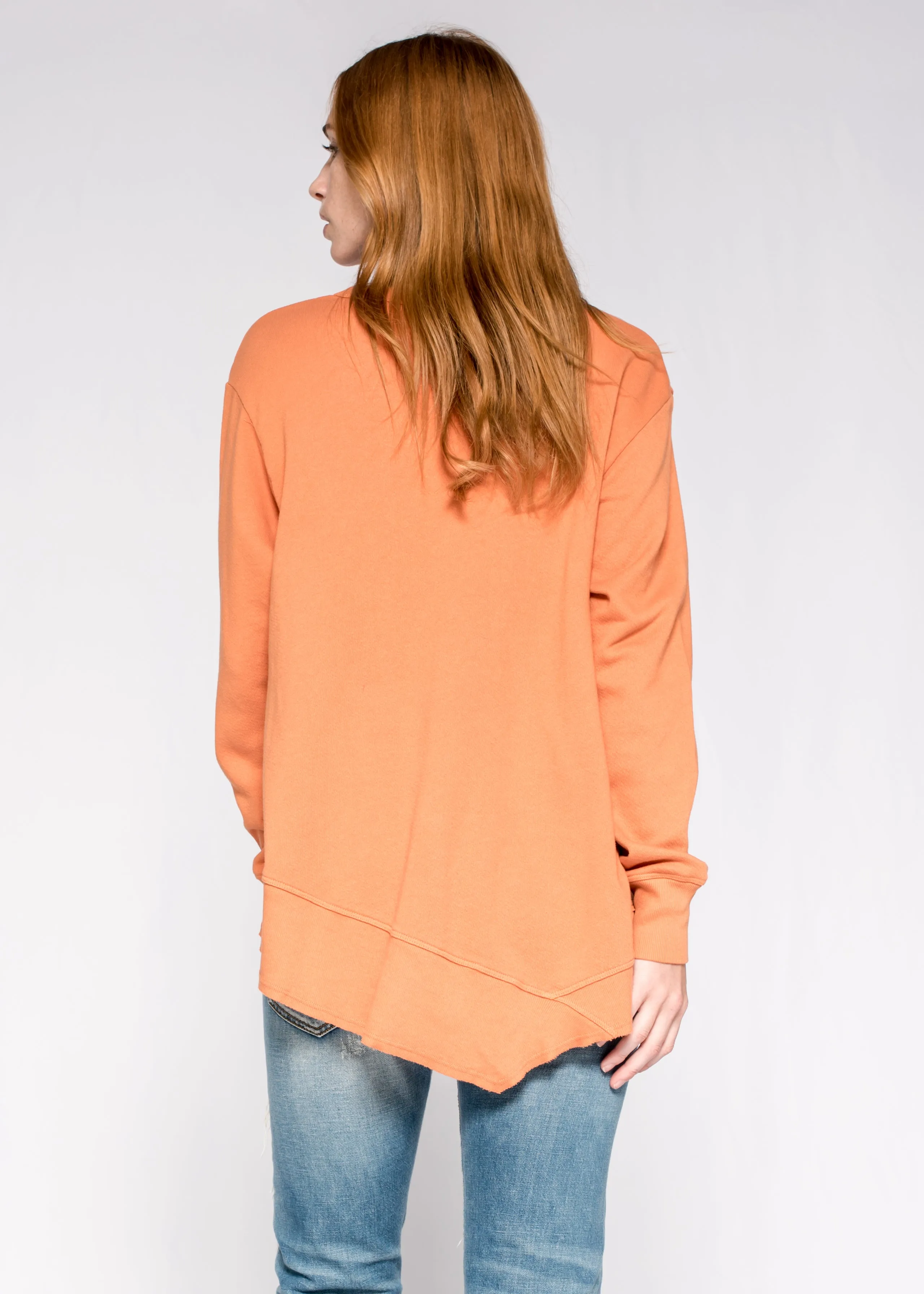 Long Sleeve Basic Big Back Slant Sweatshirt