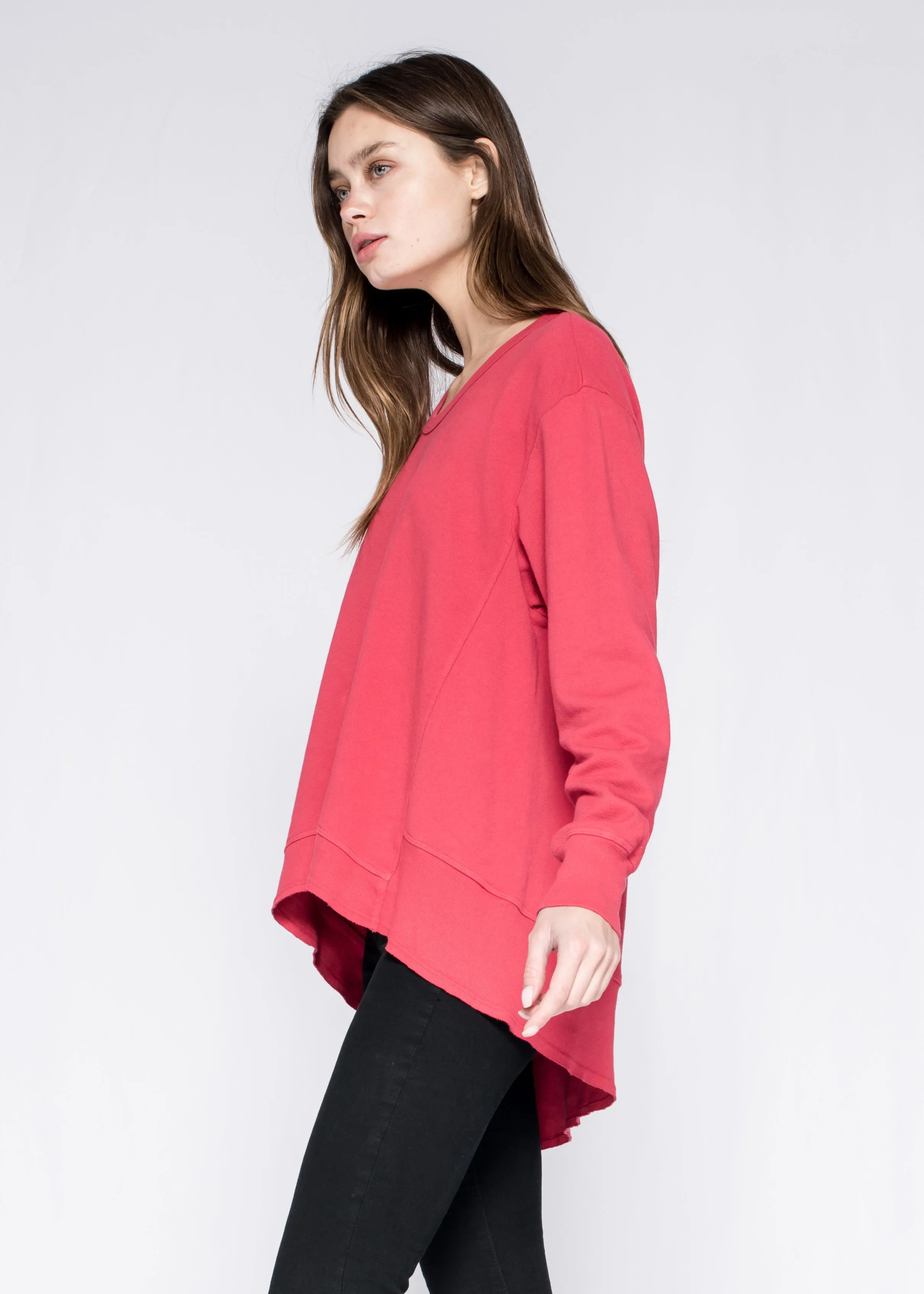 Long Sleeve Basic Big Back Slant Sweatshirt