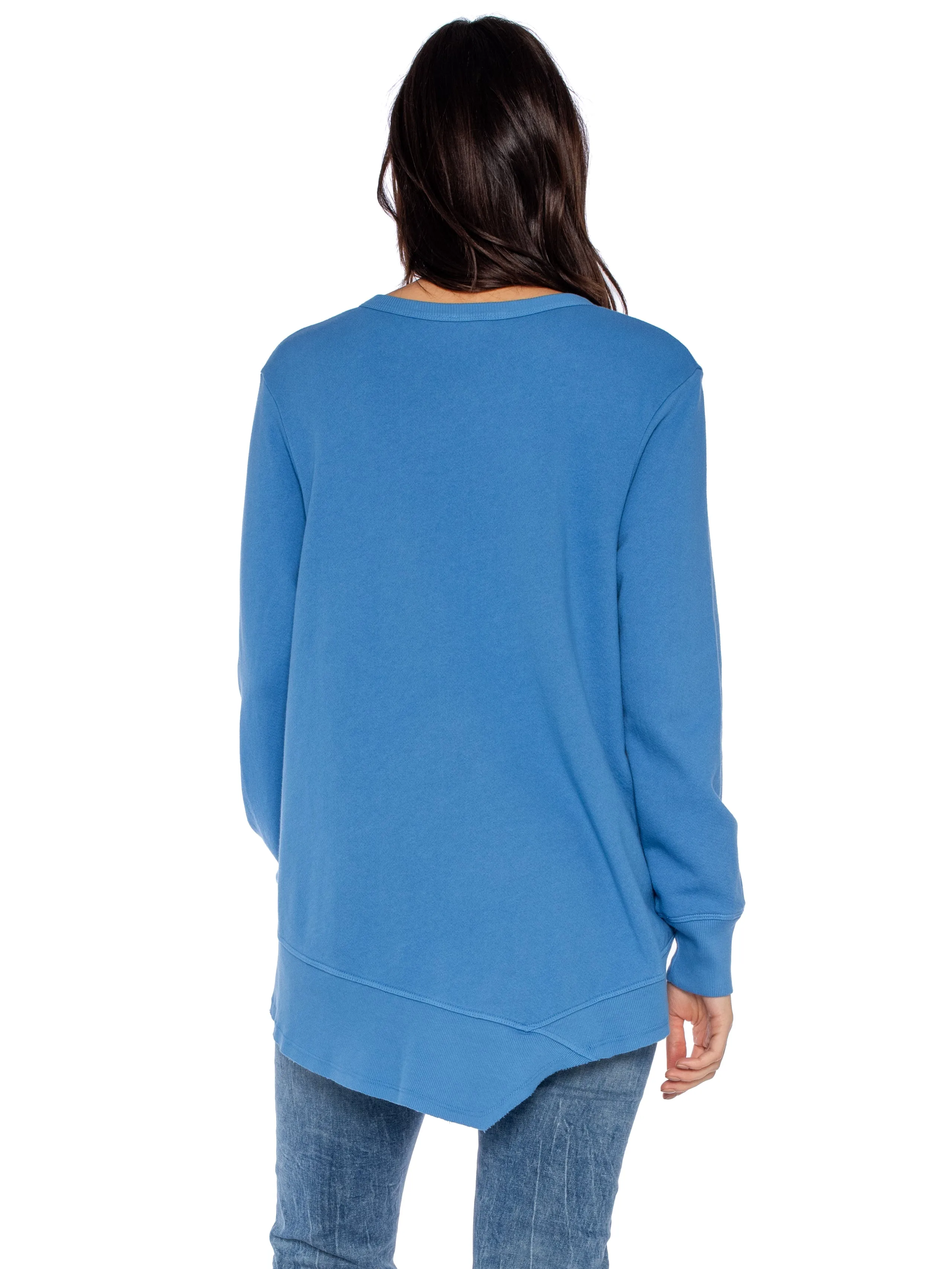 Long Sleeve Basic Big Back Slant Sweatshirt