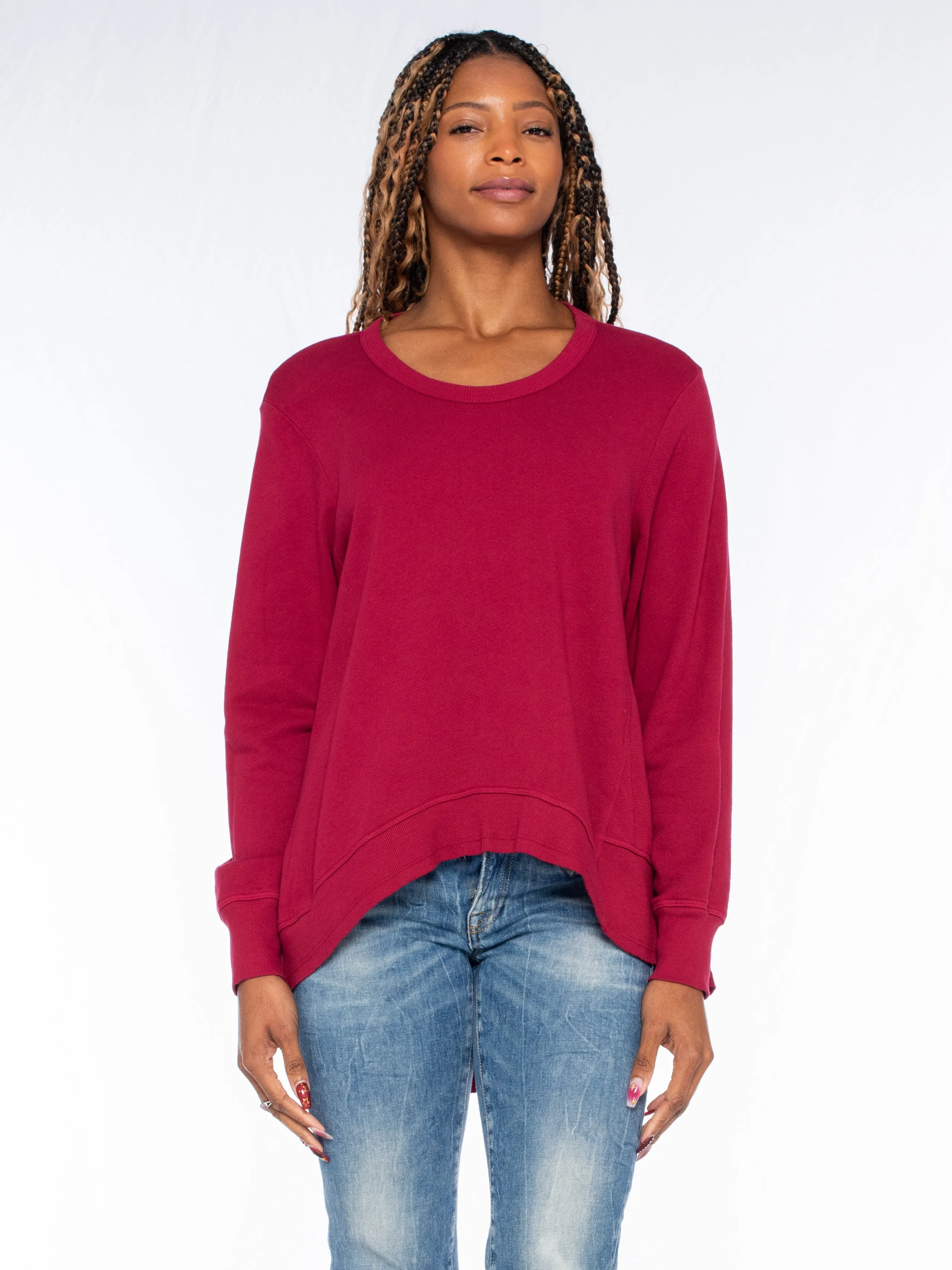Long Sleeve Basic Big Back Slant Sweatshirt