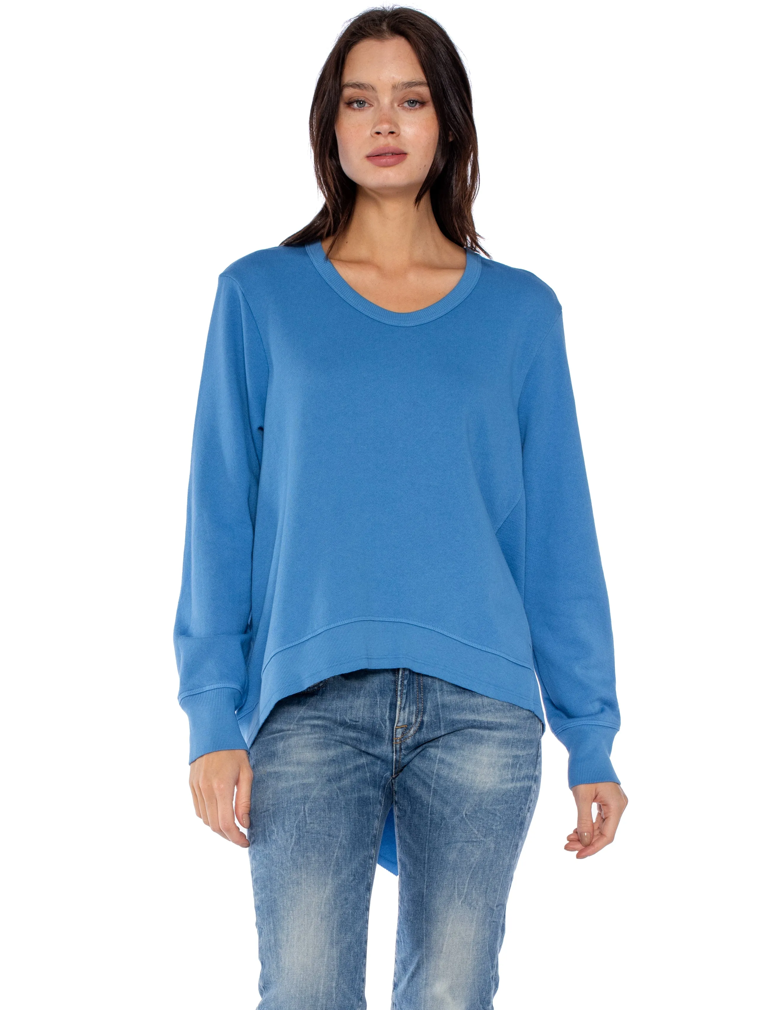 Long Sleeve Basic Big Back Slant Sweatshirt
