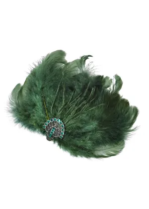 Love Vintage Feather 20's Hairclip Green