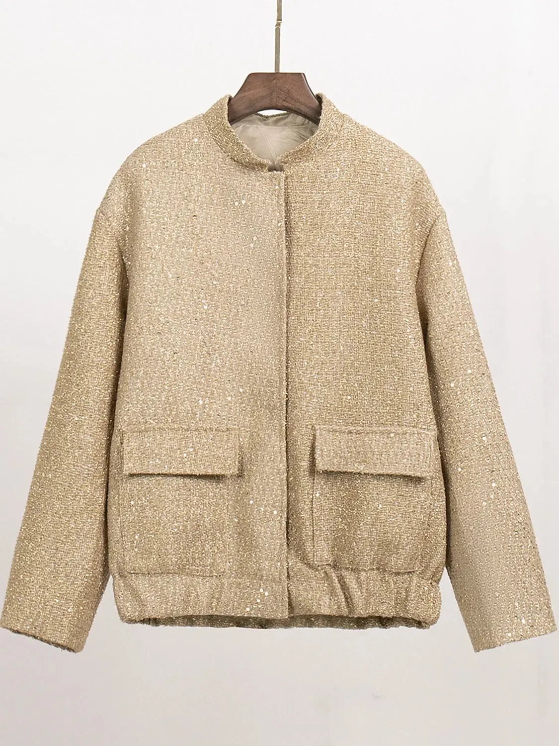 'Luna' Textured Sequin Bomber Jacket