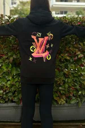 LV MONOGRAM HAND PAINTED ZIP HOODIE
