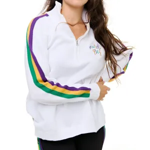 MG embroidered quarter zip sweater