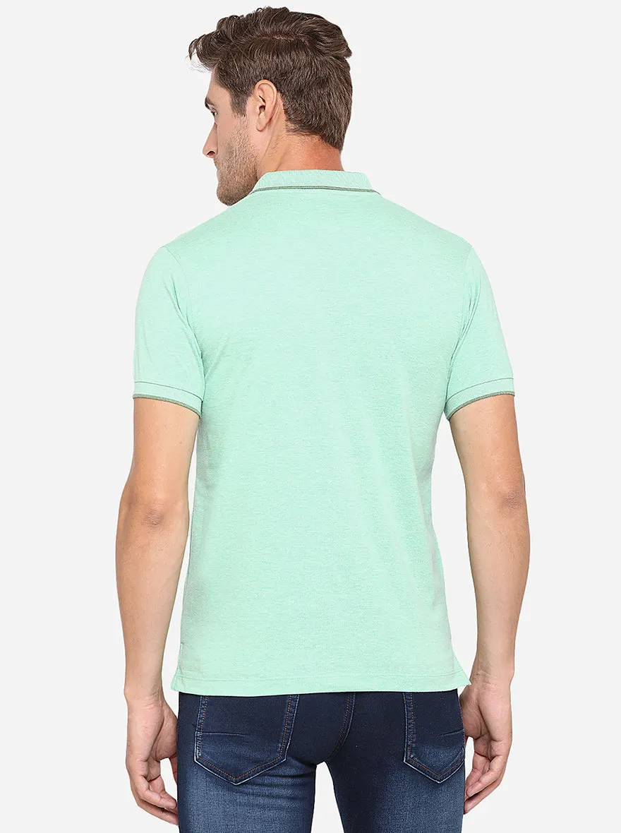Mint Green Solid Slim Fit Polo T-Shirt | Greenfibre