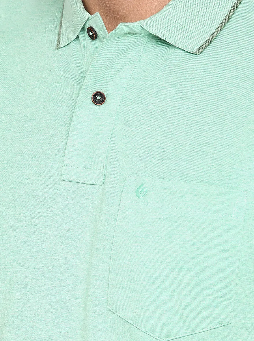 Mint Green Solid Slim Fit Polo T-Shirt | Greenfibre
