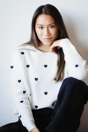 Miracle Heart Sweater for Women in Ivory/Black | W8009-IVORYBLACK