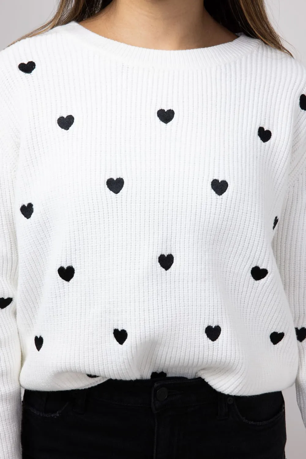 Miracle Heart Sweater for Women in Ivory/Black | W8009-IVORYBLACK