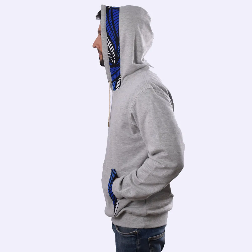 MU Cotton Fleece Hoodies with Kitenge - Grey