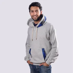 MU Cotton Fleece Hoodies with Kitenge - Grey