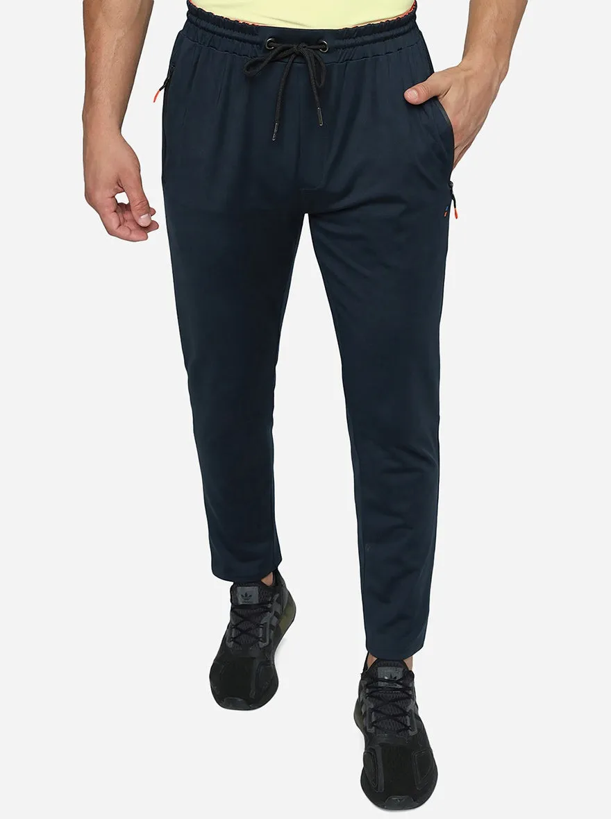 Navy Blue Solid Slim Fit Track Pant | Jade Play