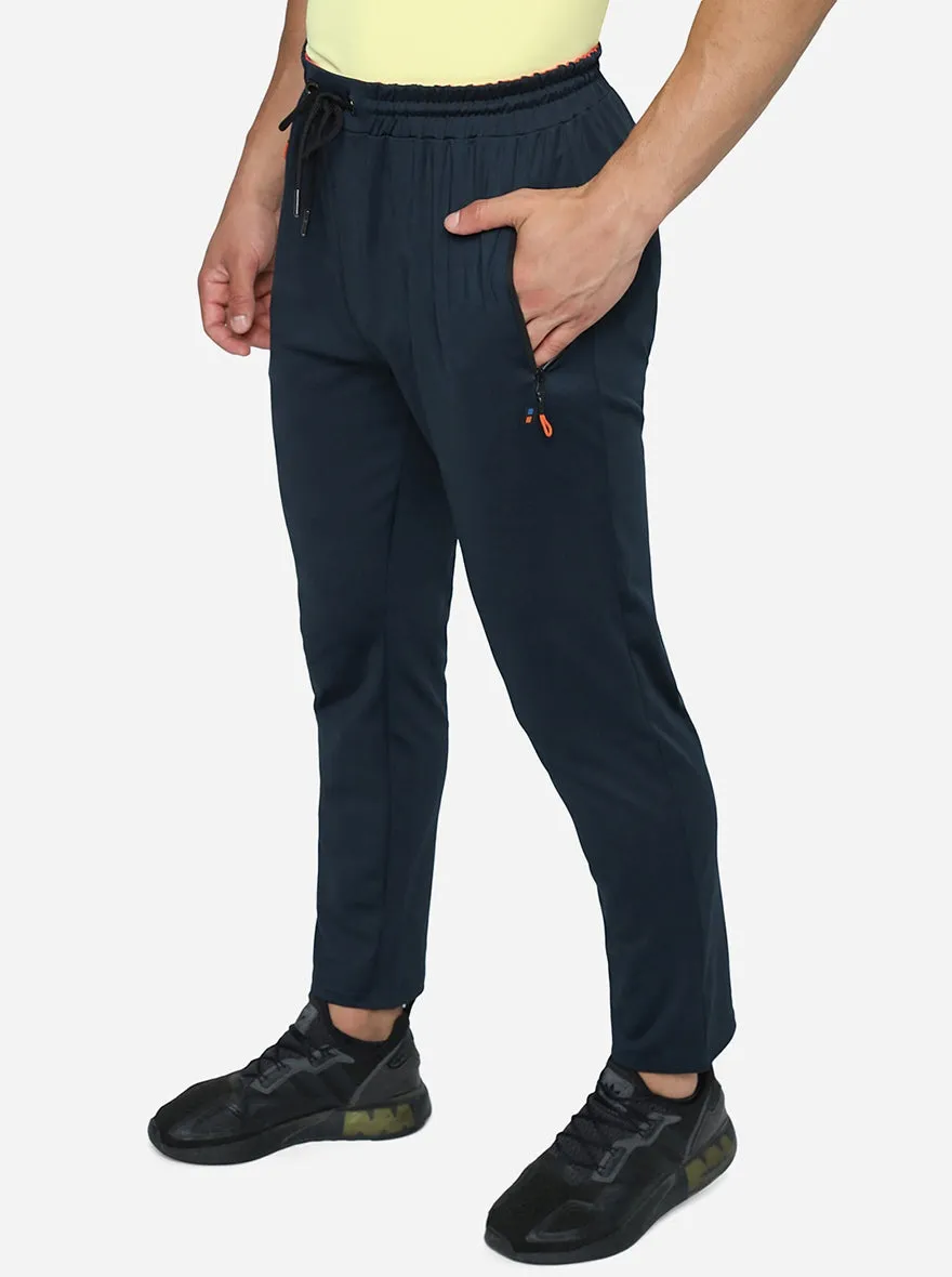 Navy Blue Solid Slim Fit Track Pant | Jade Play