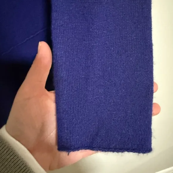 Neiman Marcus Blue Cashmere Turtleneck Sweater Size Large Asymmetrical Cozy
