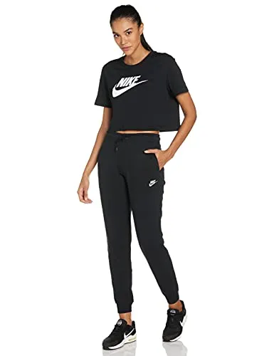 Nike Womens NSW Tee Essential Crop Icon T-Shirts BV6175-010 Size XS Black/White