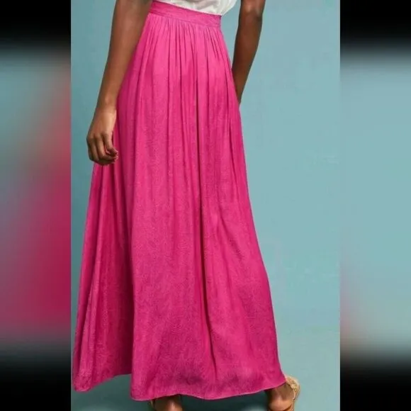 NWT Anthropologie Akemi   Kin Paros in Raspberry Pink Paisley Maxi Skirt 4 $118
