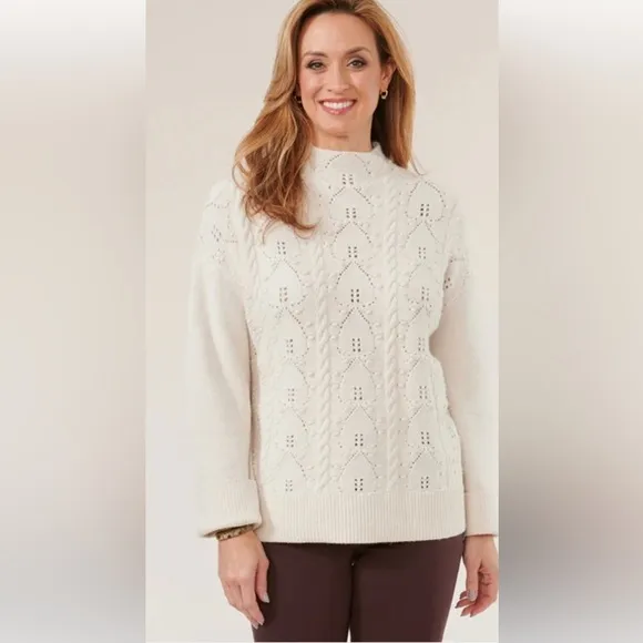 NWT democracy long roll sleeve funnel neck popcorn stitch front plus 2X 🌸🌺🌹G