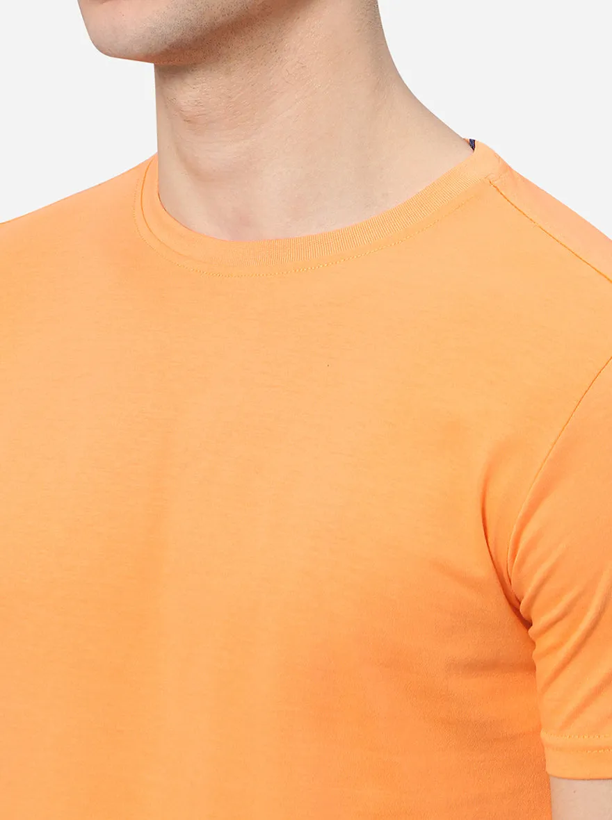 Orange Solid Slim Fit T-Shirt | JadeBlue
