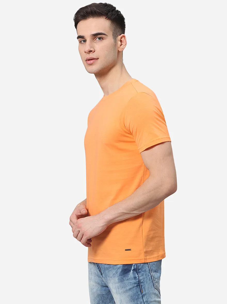 Orange Solid Slim Fit T-Shirt | JadeBlue