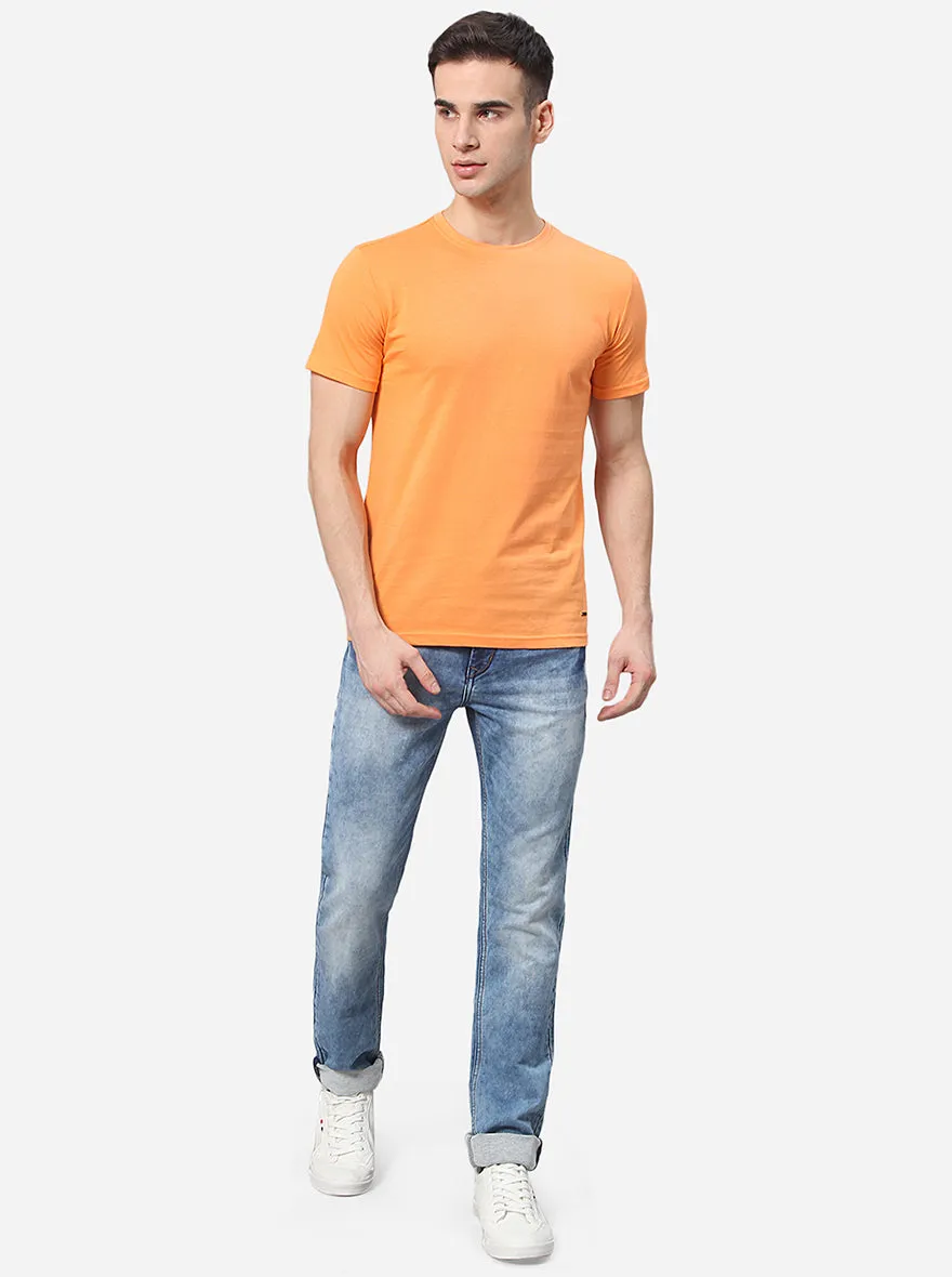 Orange Solid Slim Fit T-Shirt | JadeBlue