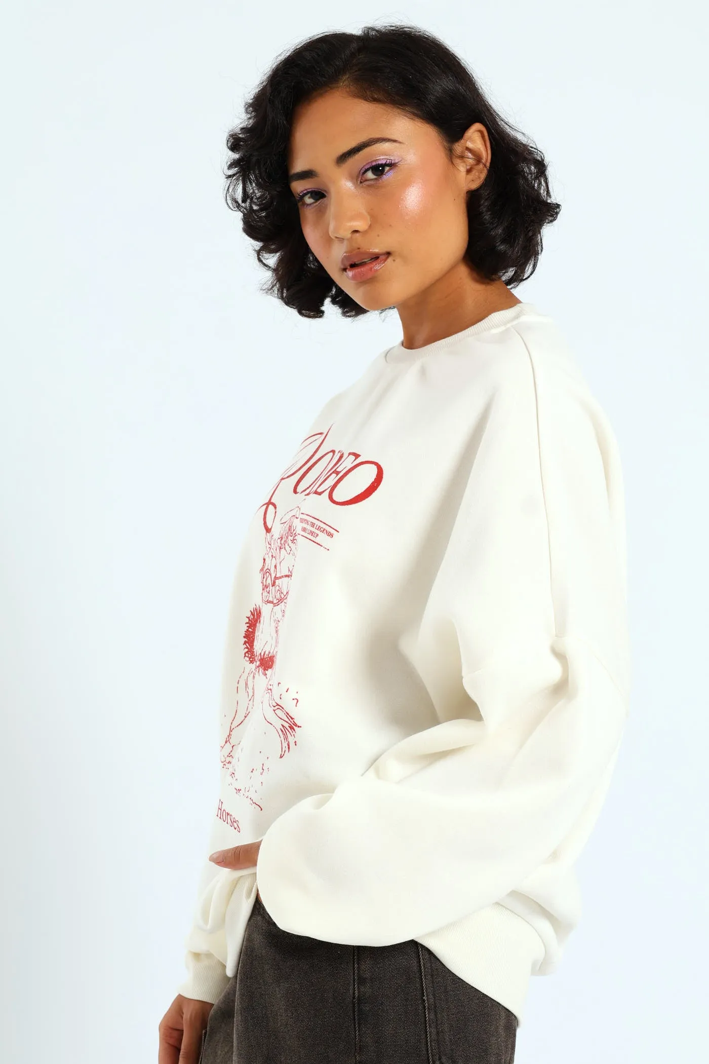 Oversized Crew Rodeo Sweater - Cream