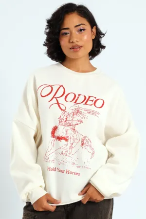 Oversized Crew Rodeo Sweater - Cream