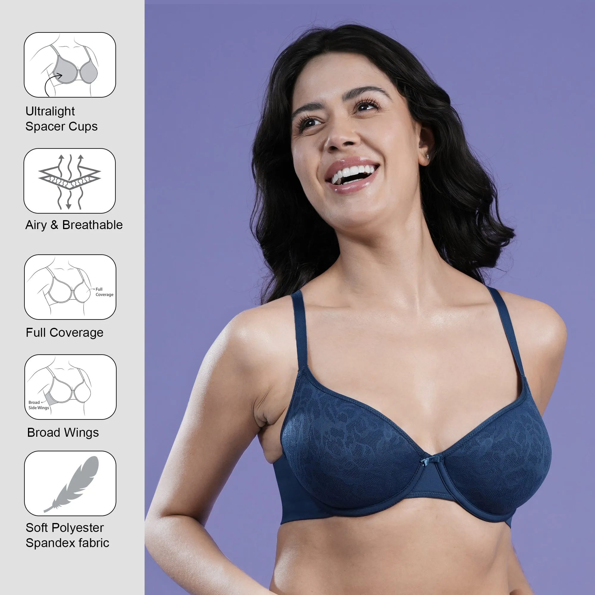 Padded Wired Full Coverage Ultra Light Spacer Cups Bra