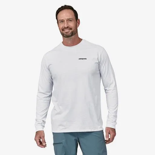 Patagonia Long-Sleeved P-6 Logo Responsibili-Tee White
