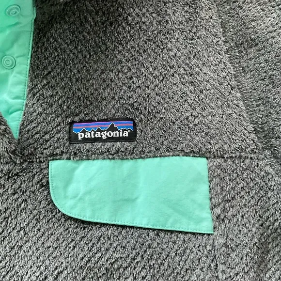 Patagonia Re-Tool Snap-T Pullover Deep Pile JacketWomens SmallGrey Mint Green