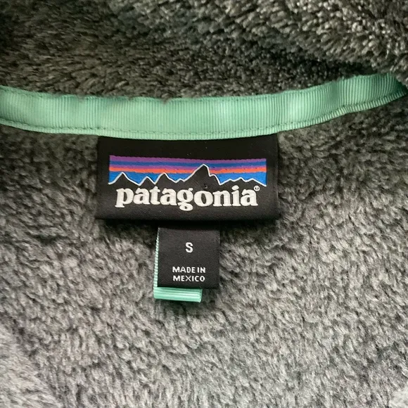Patagonia Re-Tool Snap-T Pullover Deep Pile JacketWomens SmallGrey Mint Green
